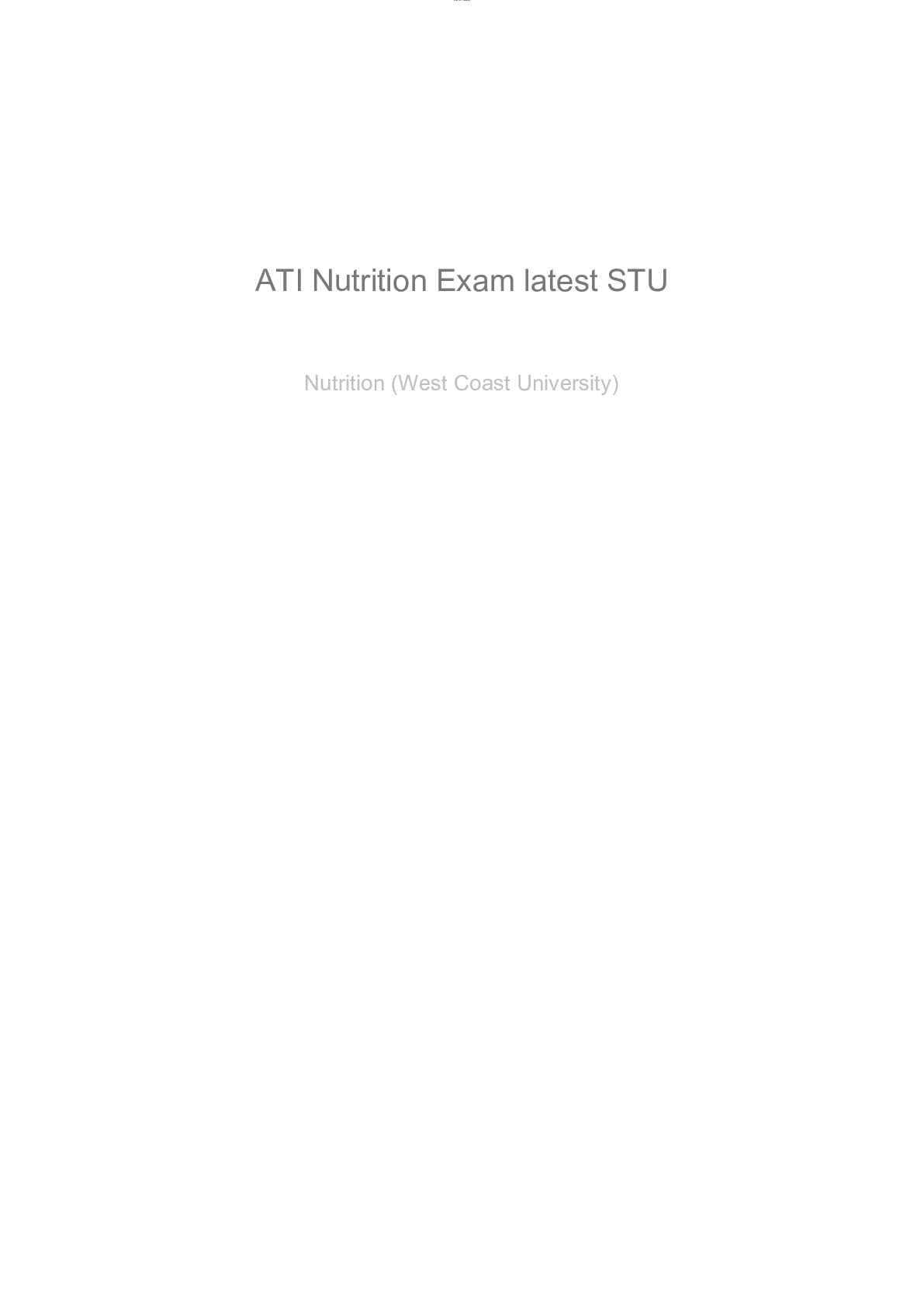 Preview image for N 225 ATI Nutrition Exam latest STU